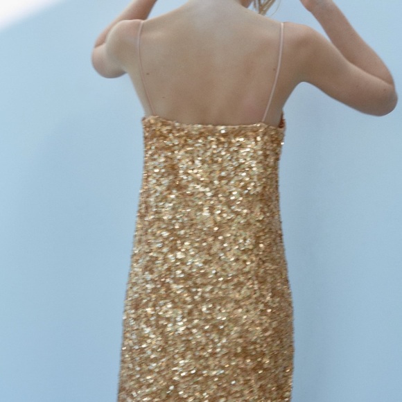 Zara SEQUIN KNIT SLIP DRESS - Picture 5 of 9